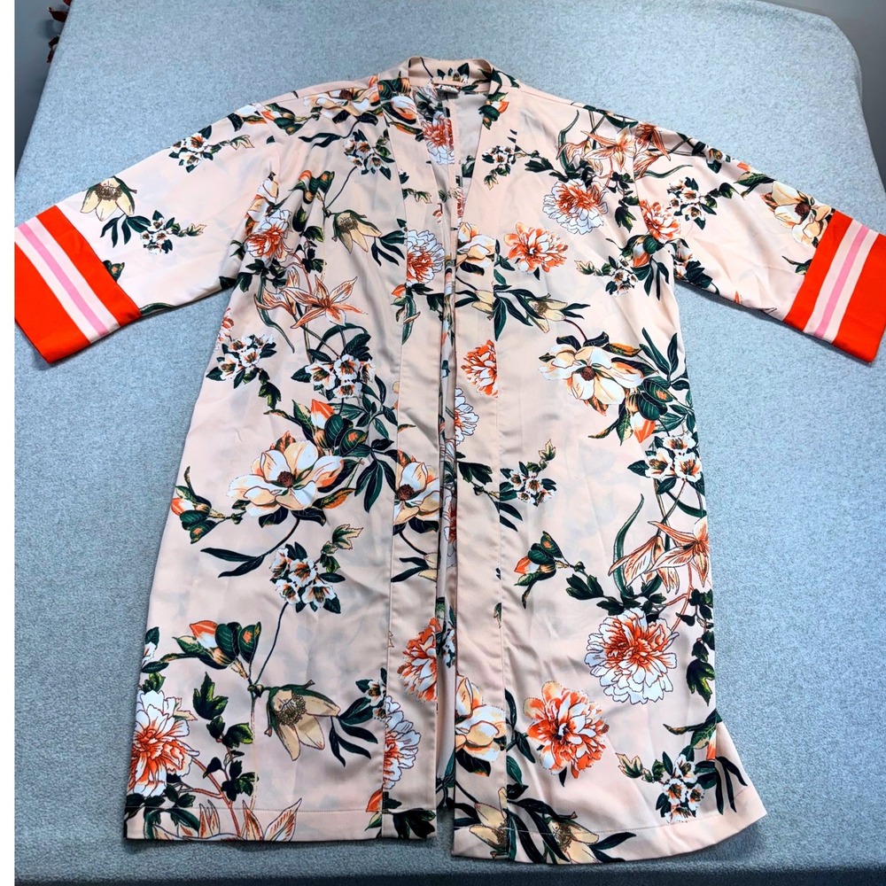 Soho New York & Company Floral Kimono Cardigan Women L/XL Open Front Boho Duster